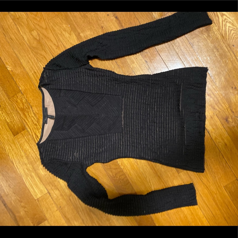 XS BCBG Maxaria Black/Nude Ribboned shirt